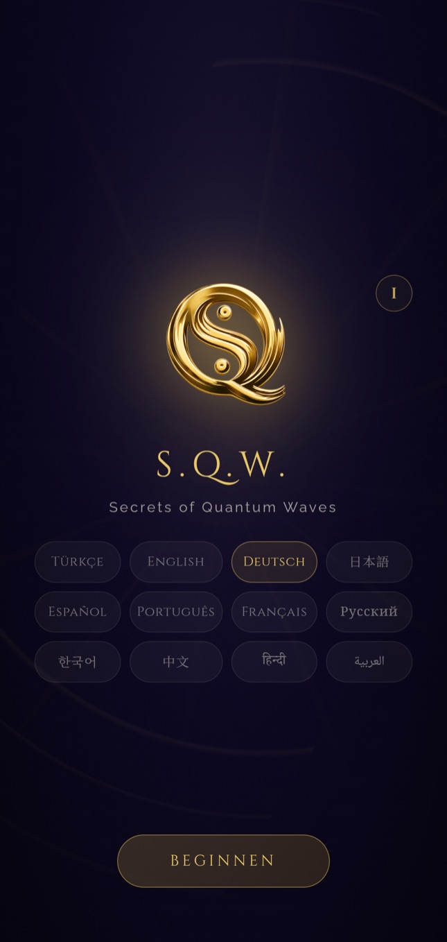 SQW-Startbildschirm — 12 Sprachoptionen