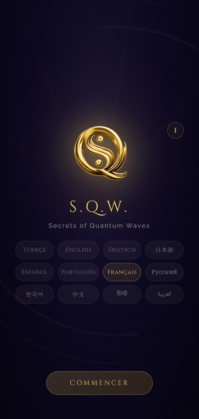 Écran d’accueil de SQW — 12 langues au choix