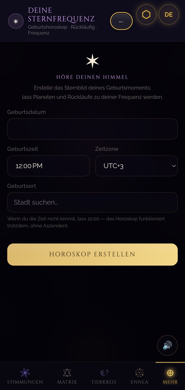 Tor 7 · Bildschirm „Deine Sternfrequenz“