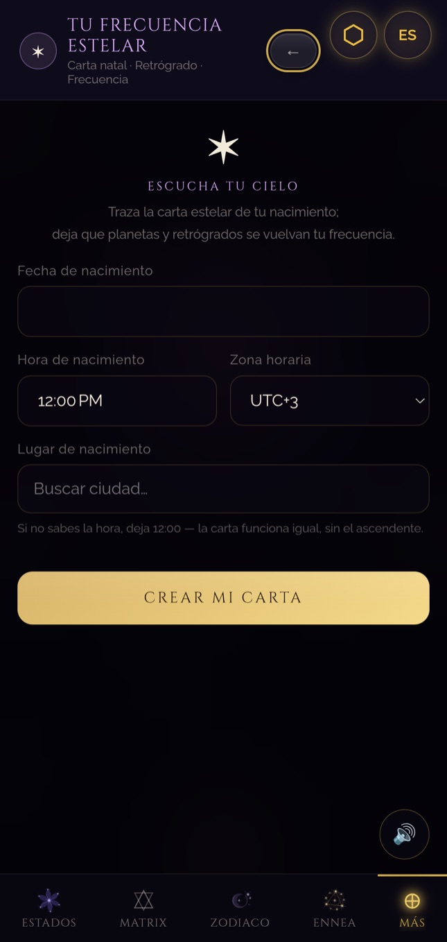 Puerta 7 · Pantalla «Tu Frecuencia Estelar»