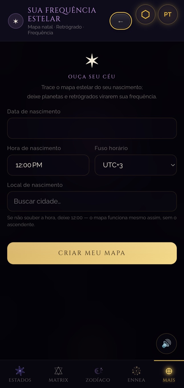 Porta 7 · Tela “Sua Frequência Estelar”
