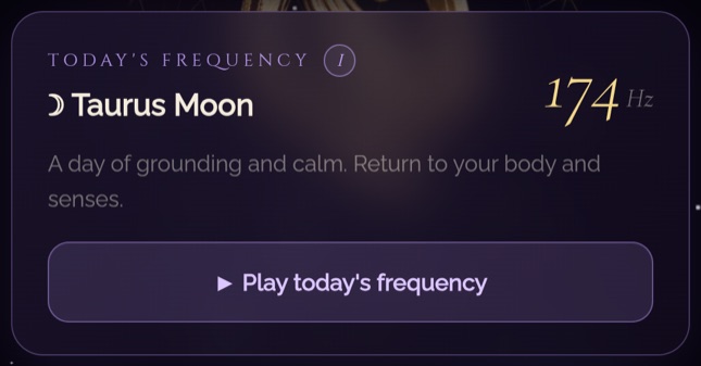 Today's frequency card — the frequency chosen for the day's sign