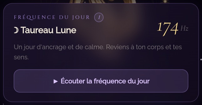 Carte « Fréquence du jour » — la fréquence choisie selon le signe du jour