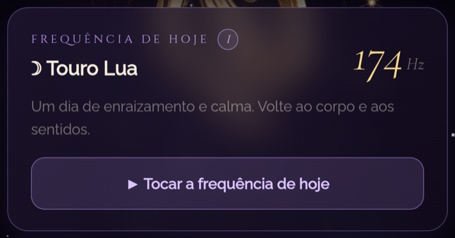 Cartão da frequência do dia — a frequência escolhida conforme o signo do dia