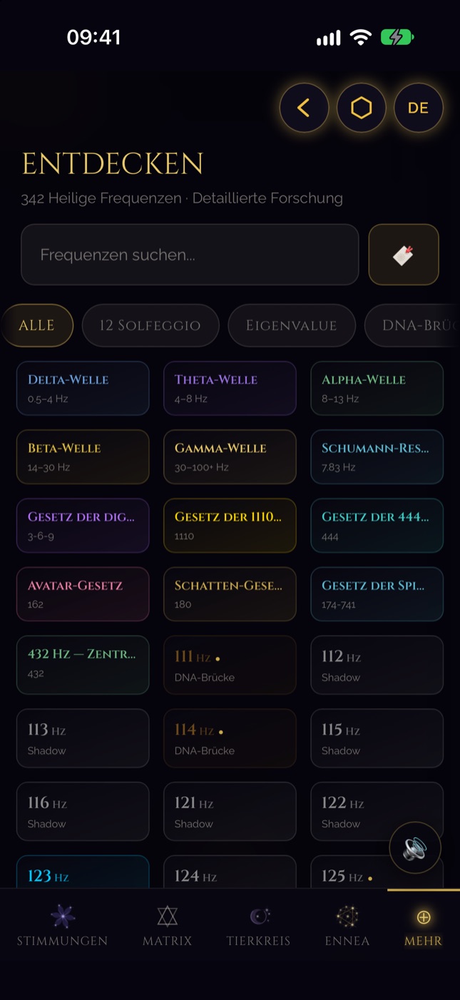 SQW-Frequenzbibliothek auf dem iPhone — 342 Frequenzen