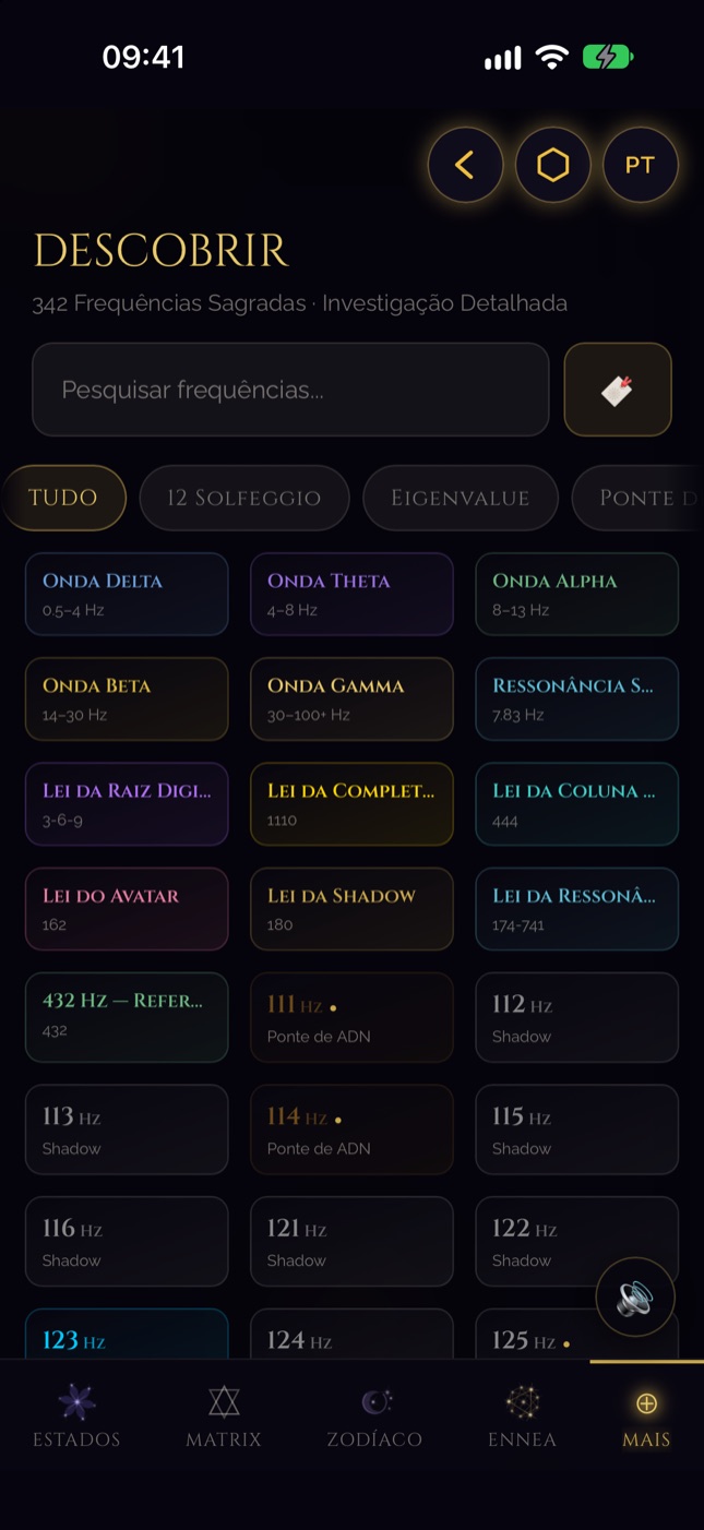 Biblioteca de frequências do SQW no iPhone — 342 frequências
