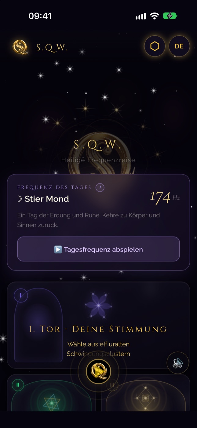 SQW-Startseite auf dem iPhone — Neun Tore