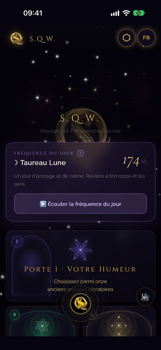 Écran principal de SQW sur iPhone — les Neuf Portes