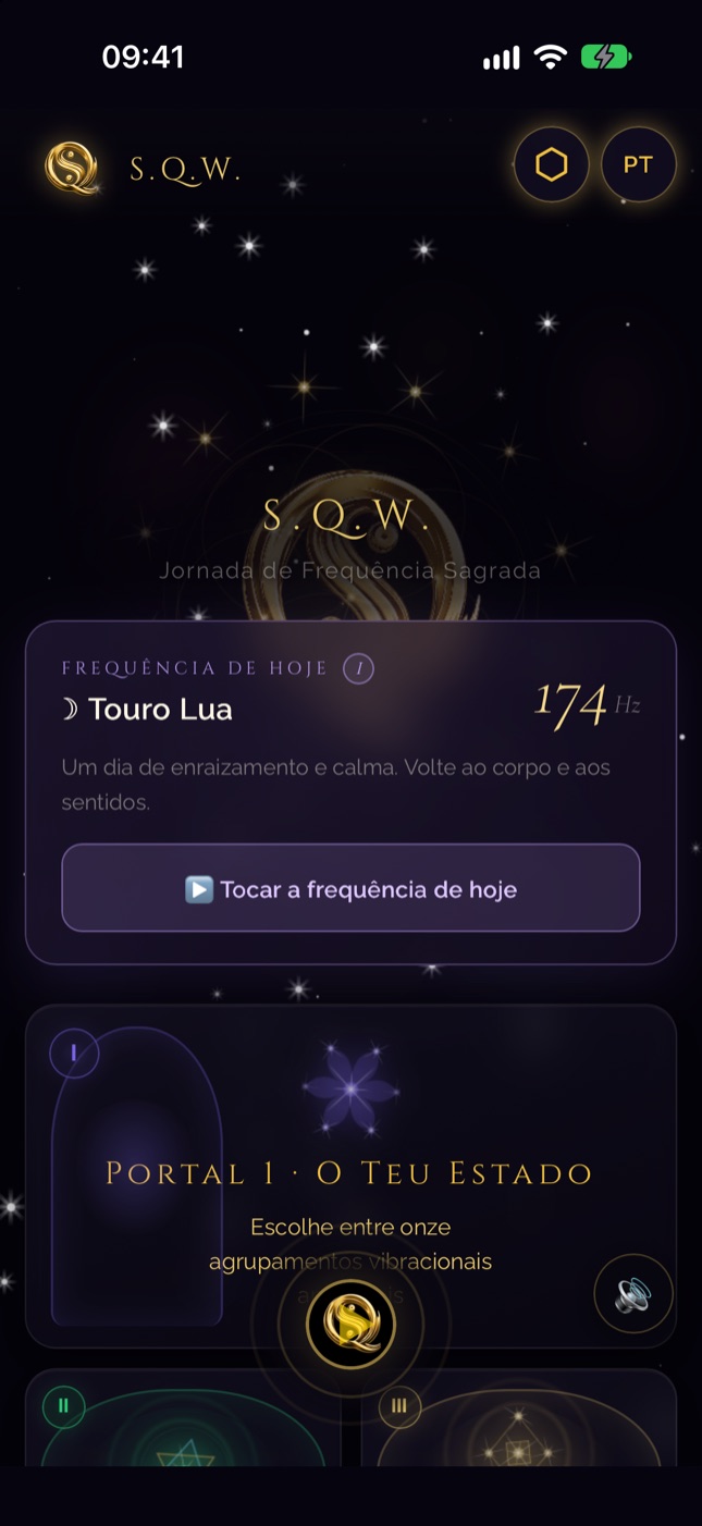 Tela inicial do SQW no iPhone — Nove Portas
