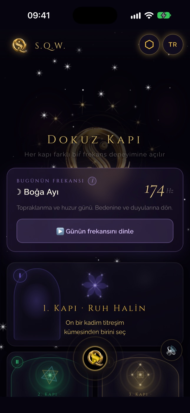 iPhone'da SQW ana ekranı — Dokuz Kapı