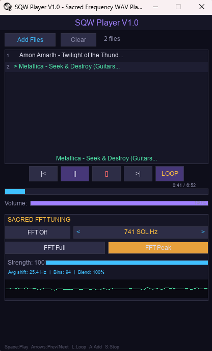SQW Player V1.0 - Sacred Frequency WAV MP3 Player Interface